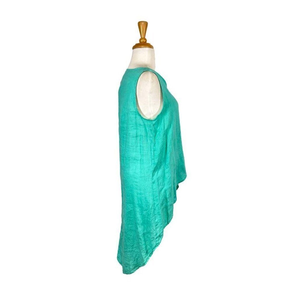 Pure Match M Green Linen Tunic Lagenlook HiLo Layered Art To Wear ~Boutique~ - Picture 3 of 7